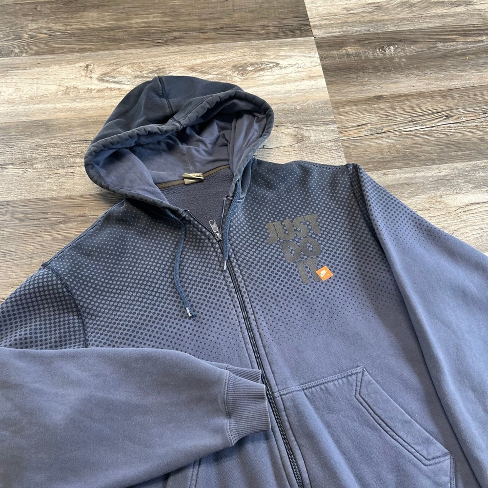 Vintage Y2K Nike Blue Mens M Just Do It Full Zip Swoosh Silver Tag Jacket Hoodie
